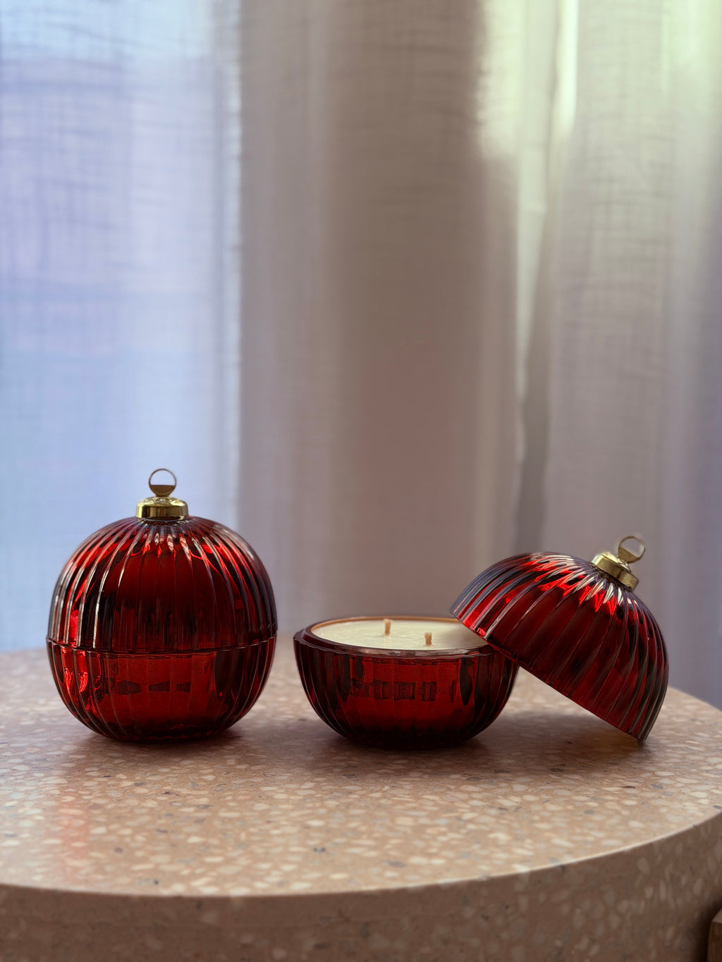 Ruby Noel Christmas Bauble Candle
