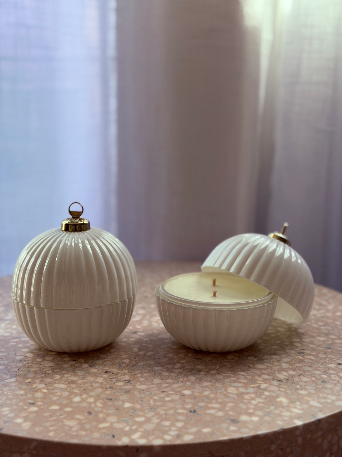 White Snow Christmas Bauble Candle