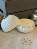 White Snow Christmas Bauble Candle