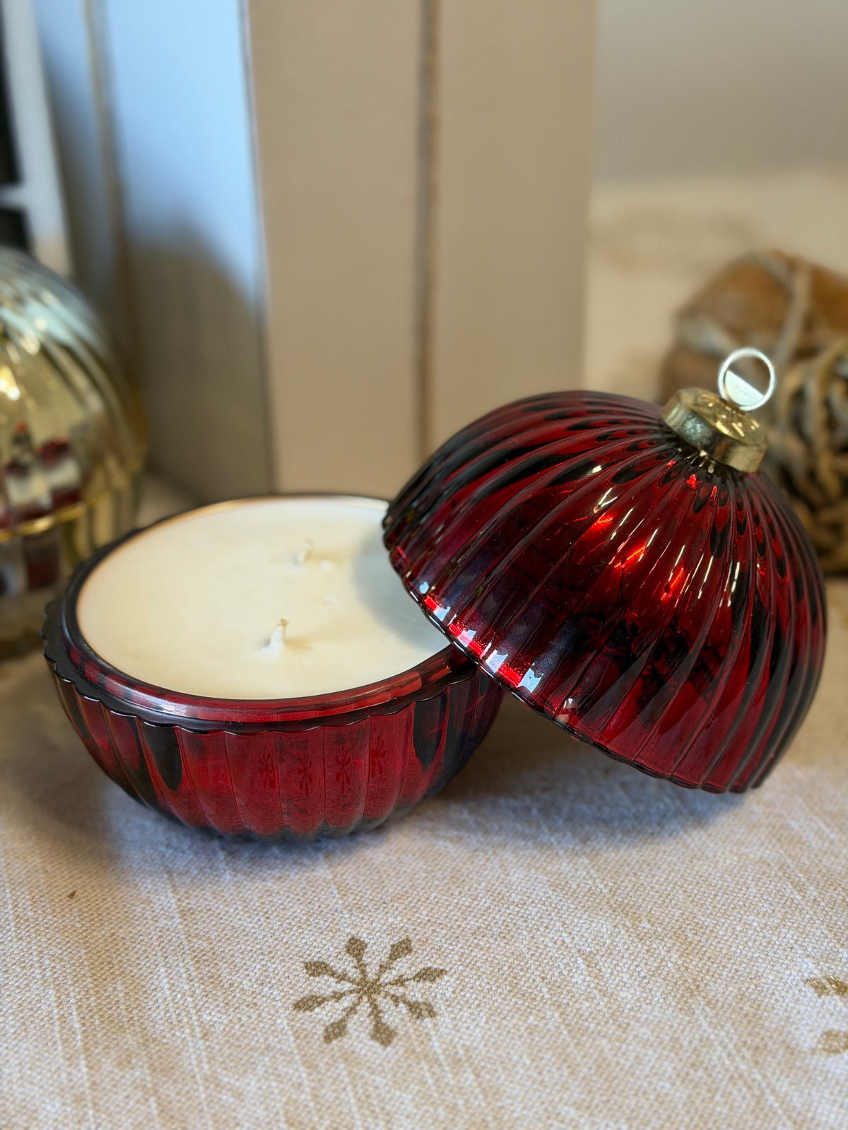Ruby Noel Christmas Bauble Candle