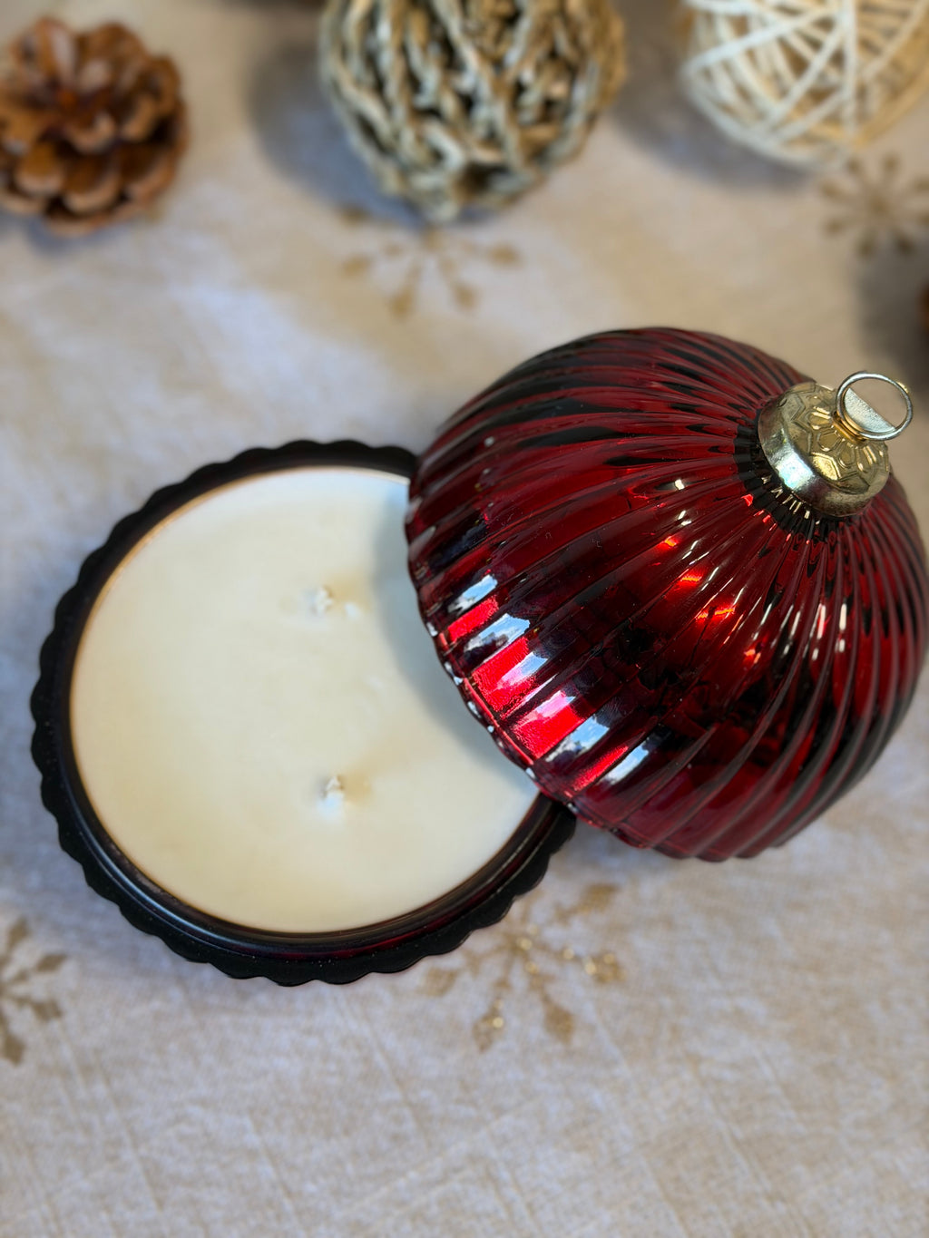 Ruby Noel Christmas Bauble Candle